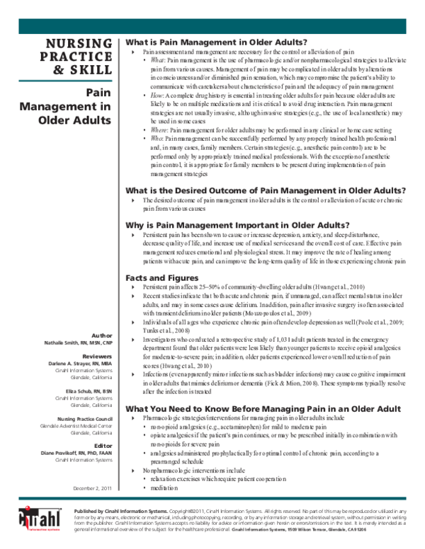 (PDF) Pain Management in Older Adults