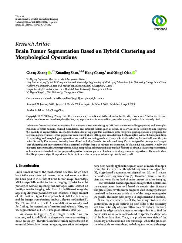(PDF) MRI Brain Tumor Segmentation System Based on Hybrid Clustering ...