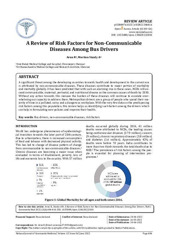 (PDF) A Review of Risk Factors for Non-Communicable Diseases Among Bus ...