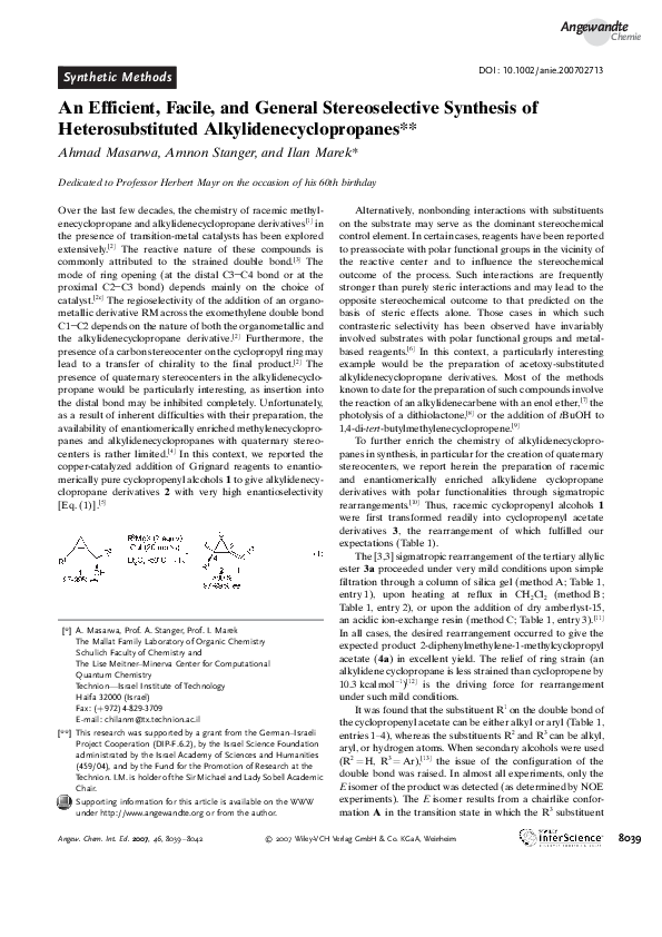 (PDF) An Efficient, Facile, and General Stereoselective Synthesis of ...