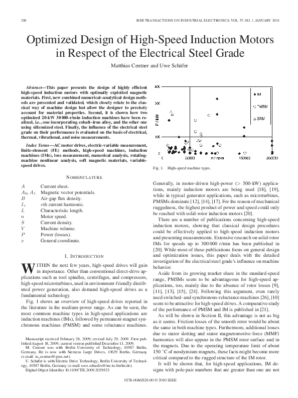 (PDF) Optimized Design of High-Speed Induction Motors in Respect of the ...