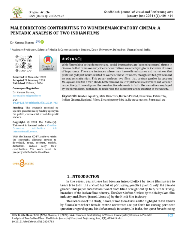 (PDF) MALE DIRECTORS CONTRIBUTING TO WOMEN EMANCIPATORY CINEMA: A ...