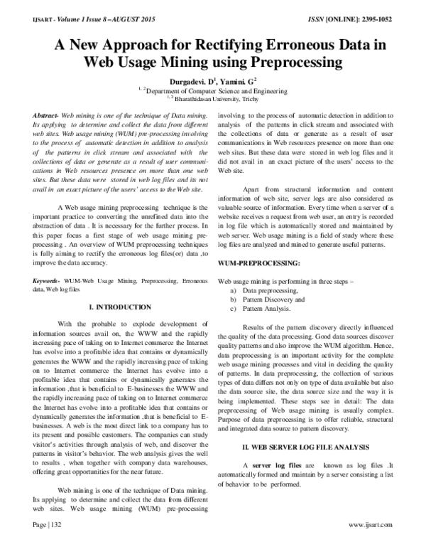 (PDF) A New Approach for Rectifying Erroneous Data in Web Usage Mining ...