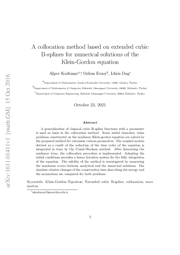(PDF) A collocation method based on extended cubic B-splines for ...