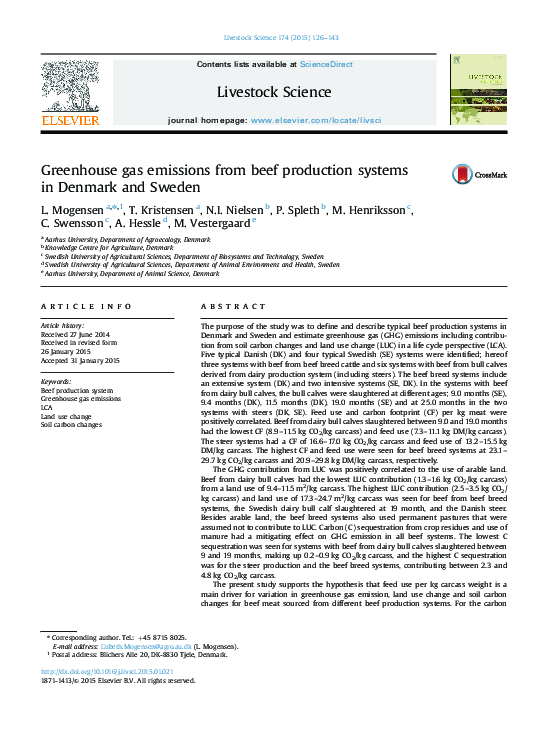 (PDF) Greenhouse gas emissions from beef production systems in Denmark ...