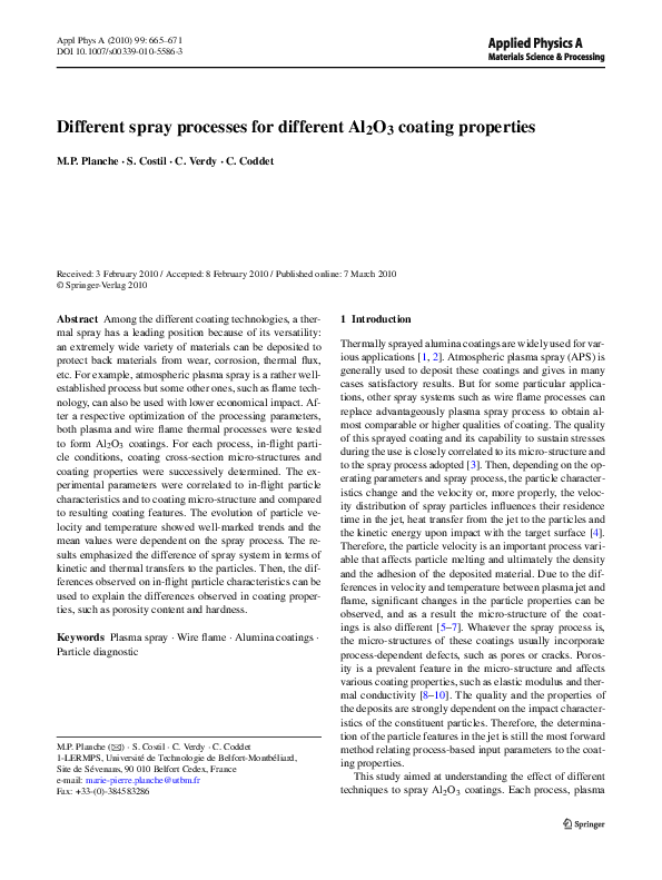 (PDF) Different spray processes for different Al2O3 coating properties