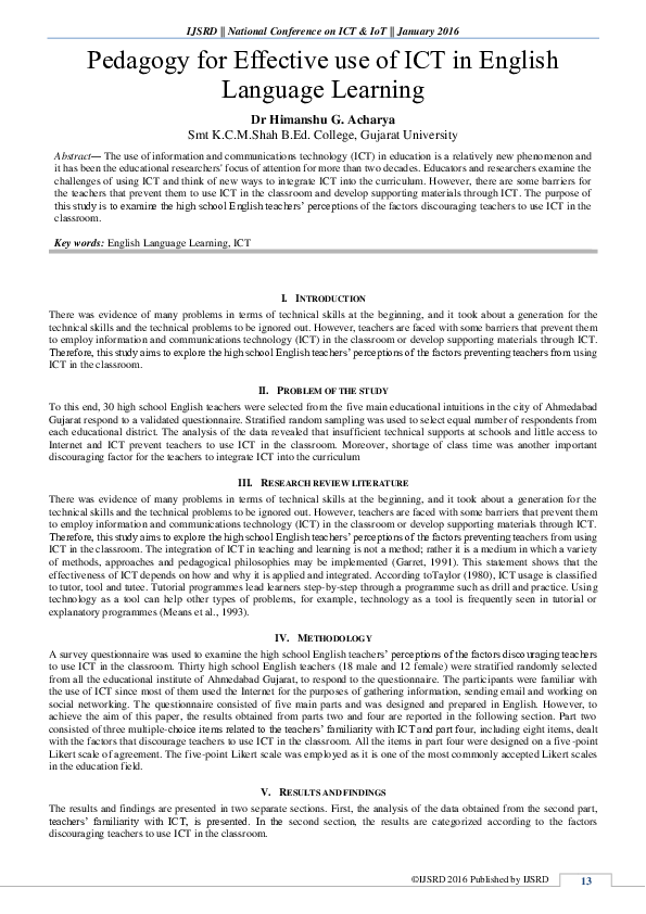 (PDF) Pedagogy for Effective use of ICT in English Language Learning