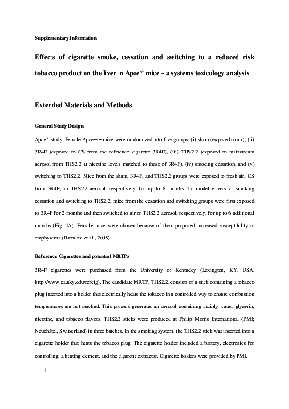 (PDF) Effects of cigarette smoke, cessation and switching to a ...