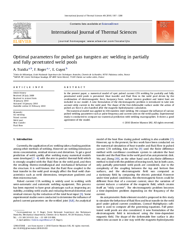 (PDF) Optimal parameters for pulsed gas tungsten arc welding in ...