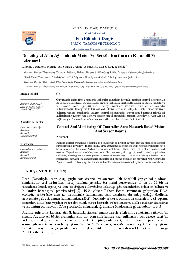 (PDF) Control And Monitoring Of Controller Area Network Based Motor And ...