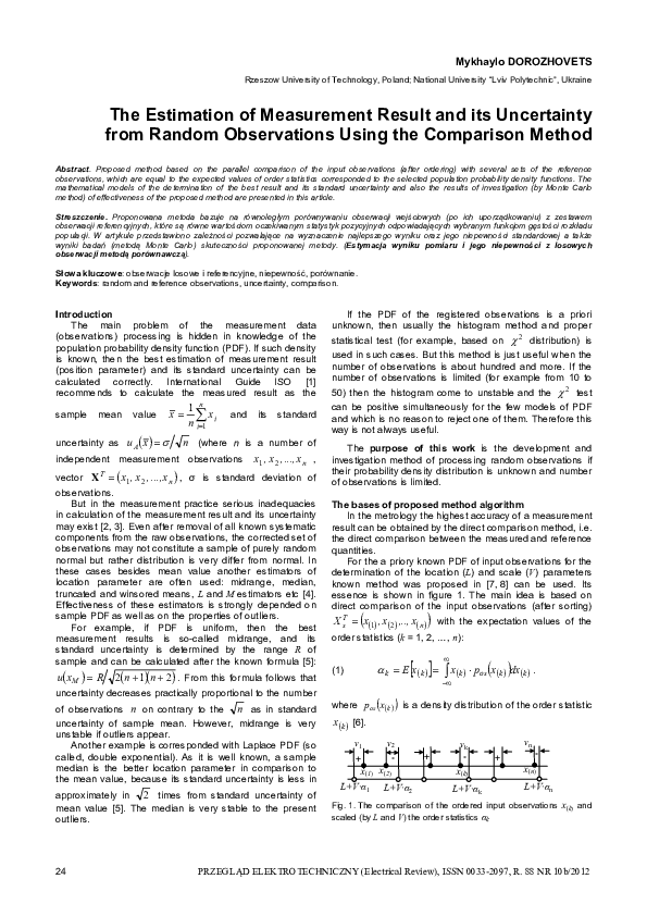 (PDF) The Estimation of Measurement Result and its Uncertainty from ...