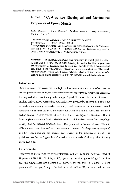 (PDF) Effect of coal on the rheological and mechanical properties of ...