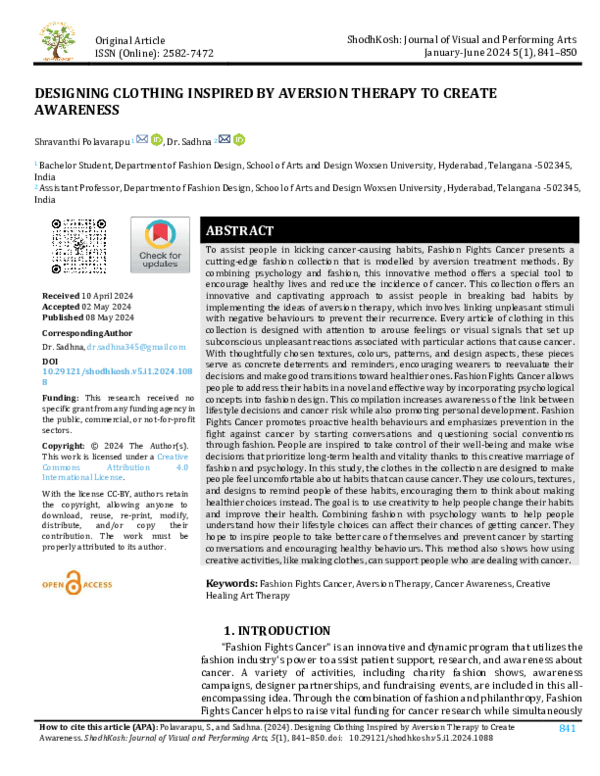 (PDF) DESIGNING CLOTHING INSPIRED BY AVERSION THERAPY TO CREATE AWARENESS