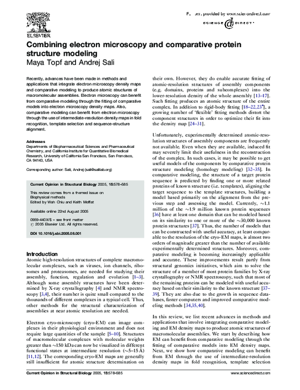 (PDF) Combining electron microscopy and comparative protein structure ...