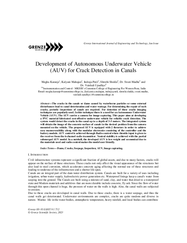 (PDF) Development of Autonomous Underwater Vehicle (AUV) for Crack ...