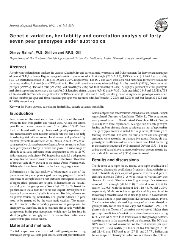 (PDF) Genetic variation, heritability and correlation analysis of forty ...