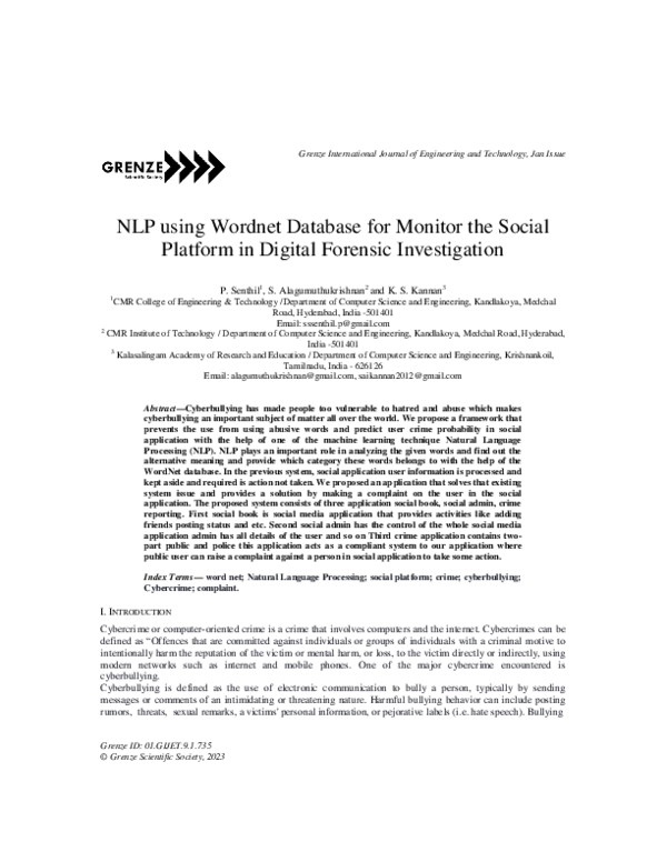 (PDF) NLP using Wordnet Database for Monitor the Social Platform in ...