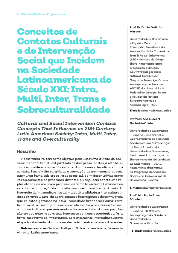 (PDF) Conceitos de Contatos Culturais e de Intervenção Social que ...