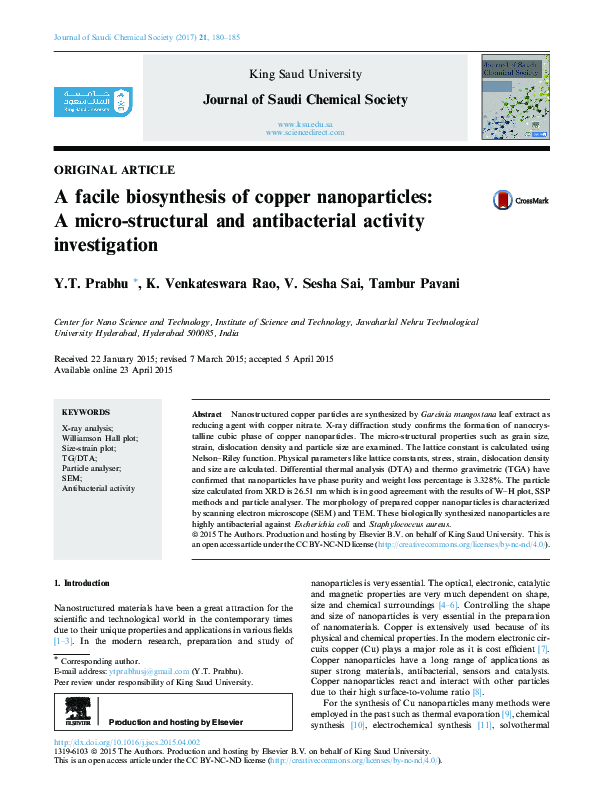 (PDF) A facile biosynthesis of copper nanoparticles: A micro-structural ...