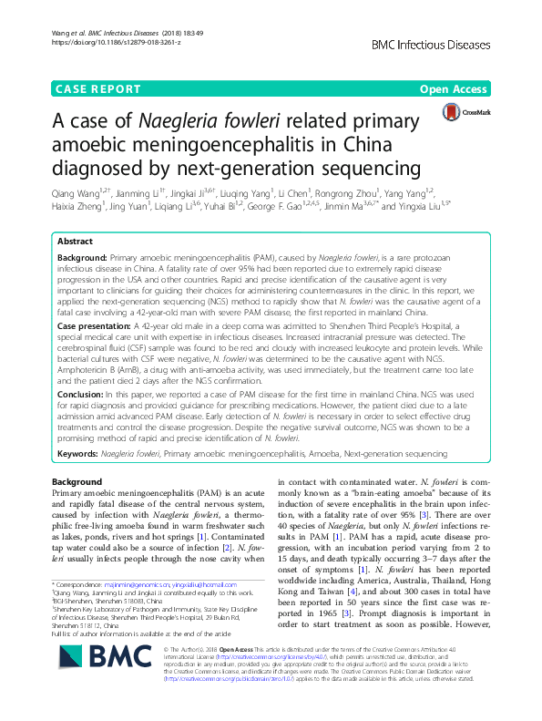 (PDF) A case of Naegleria fowleri related primary amoebic ...