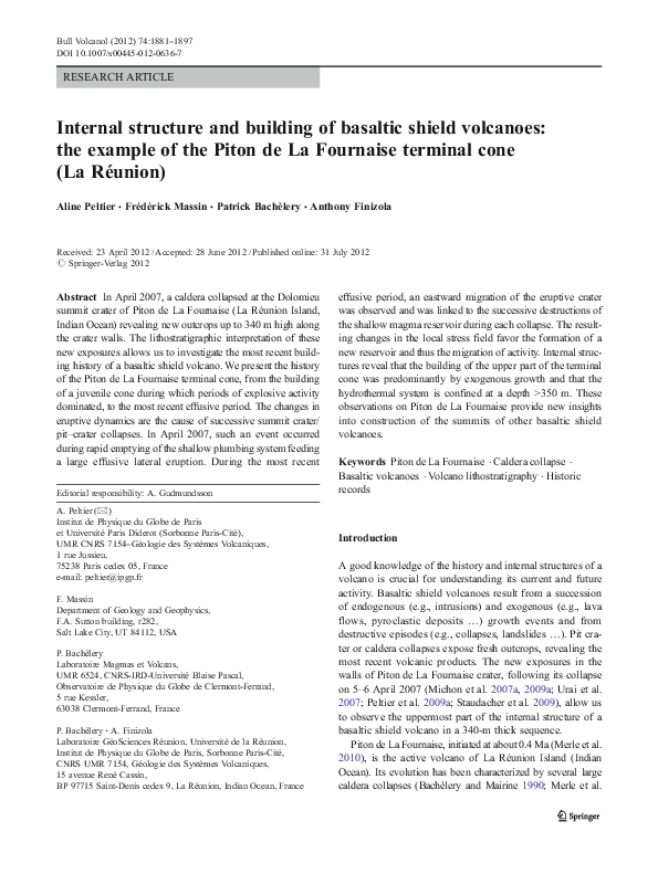 (PDF) Internal structure and building of basaltic shield volcanoes: the ...