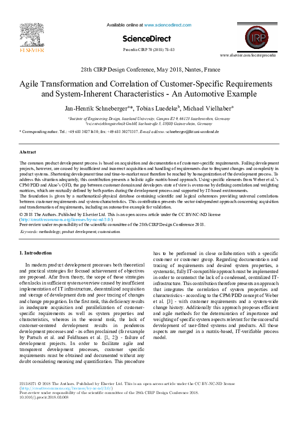 (PDF) Agile Transformation and Correlation of Customer-Specific ...