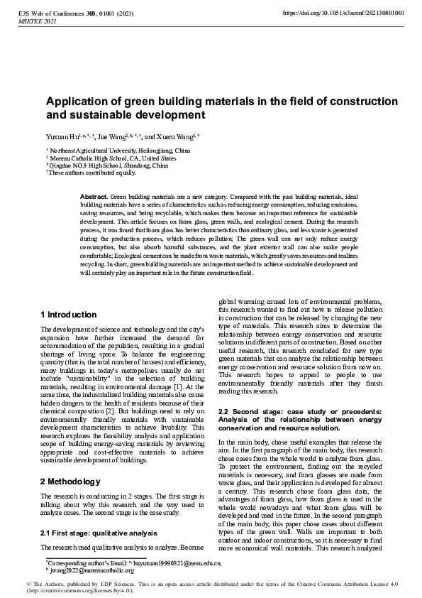 Picture of (PDF) Application of green building materials in the field of ...