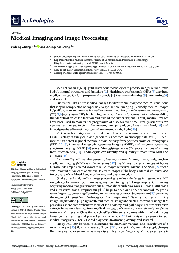 (PDF) Medical Imaging and Image Processing