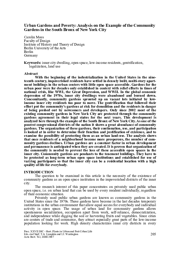 (PDF) Urban Gardens and Poverty: Analysis on the Example of the ...