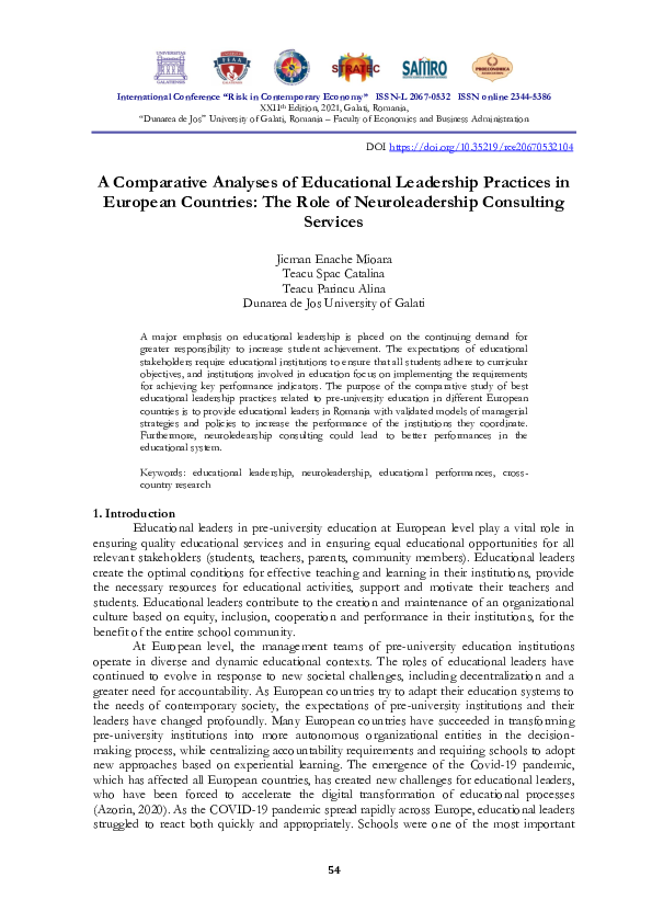 (PDF) A Comparative Analyses of Educational Leadership Practices in ...