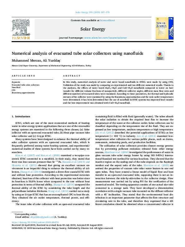 (PDF) Numerical Analysis of Evacuated Tube Solar Collector with Heat ...