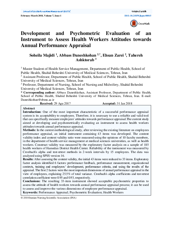 (PDF) Development and Psychometric Evaluation of an Instrument to ...