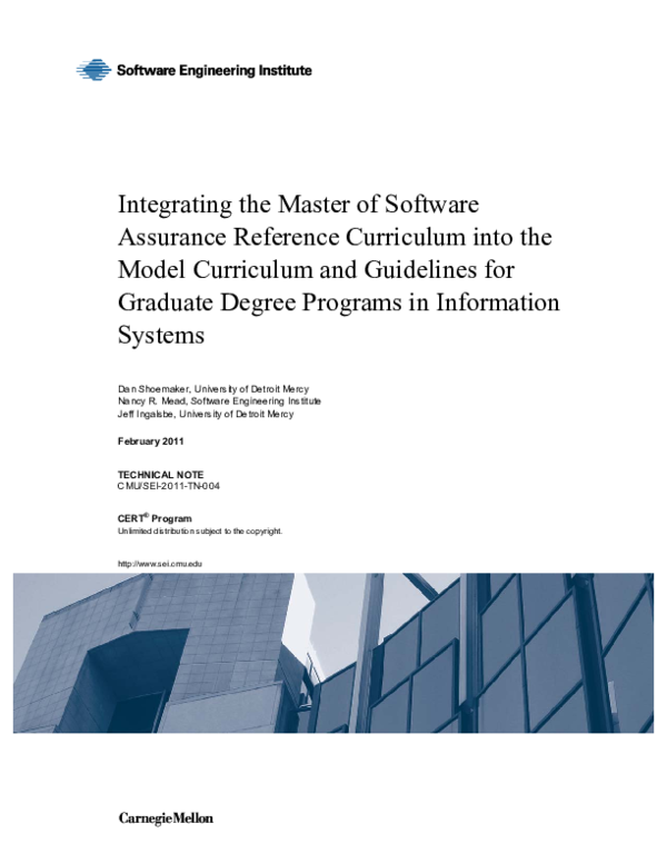 (PDF) Integrating the Master of Software Assurance Reference Curriculum ...