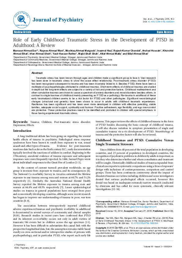 (PDF) Role of Early Childhood Traumatic Stress in the Development of ...