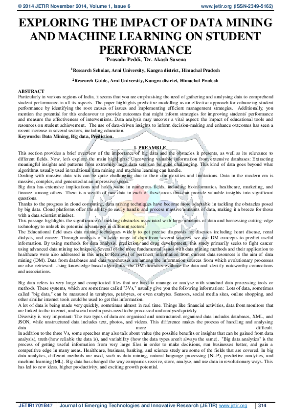 (PDF) EXPLORING THE IMPACT OF DATA MINING AND MACHINE LEARNING ON ...