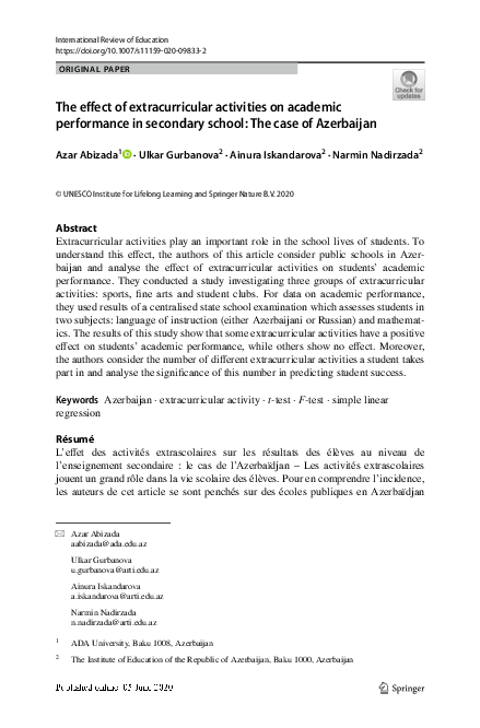 (PDF) The effect of extracurricular activities on academic performance ...