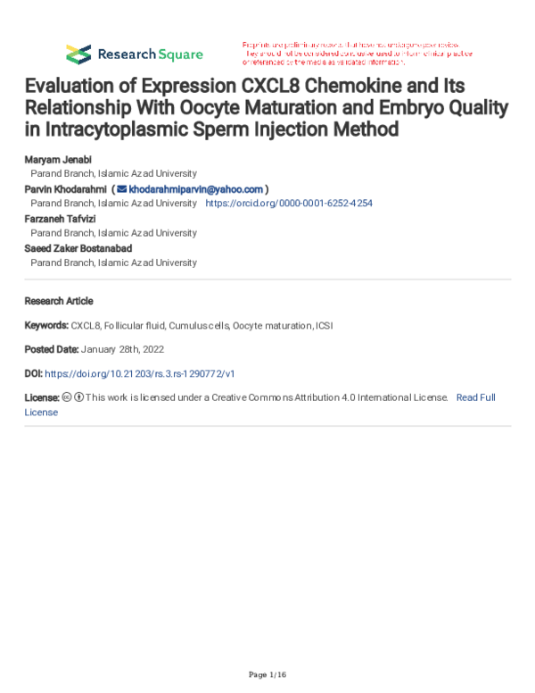 (PDF) Evaluation of Expression CXCL8 Chemokine and Its Relationship ...