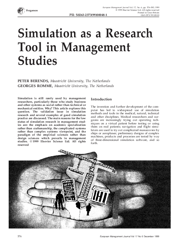 (PDF) Simulation as a research tool in management studies