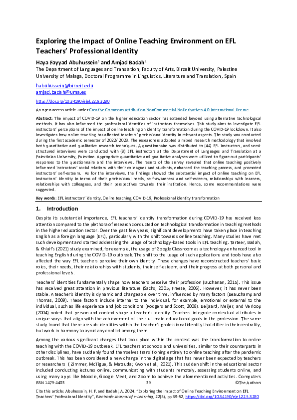 (PDF) Exploring the Impact of Online Teaching Environment on EFL ...