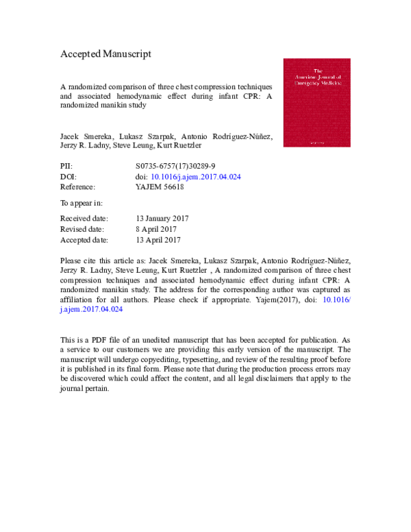 (PDF) A randomized comparison of three chest compression techniques and ...