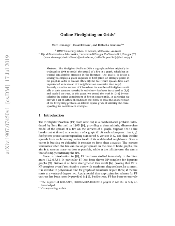 (PDF) Online Firefighting on Grids