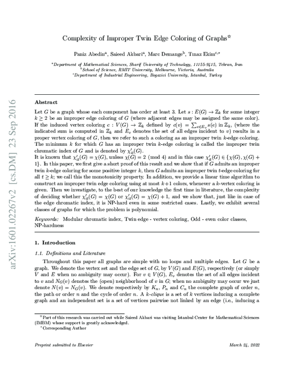 (PDF) Improper Twin Edge Coloring of Graphs