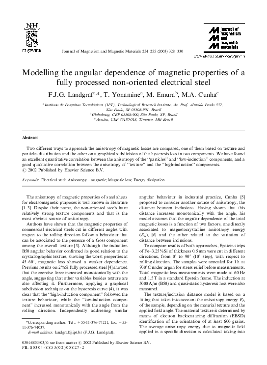 (PDF) Modelling the angular dependence of magnetic properties of a ...
