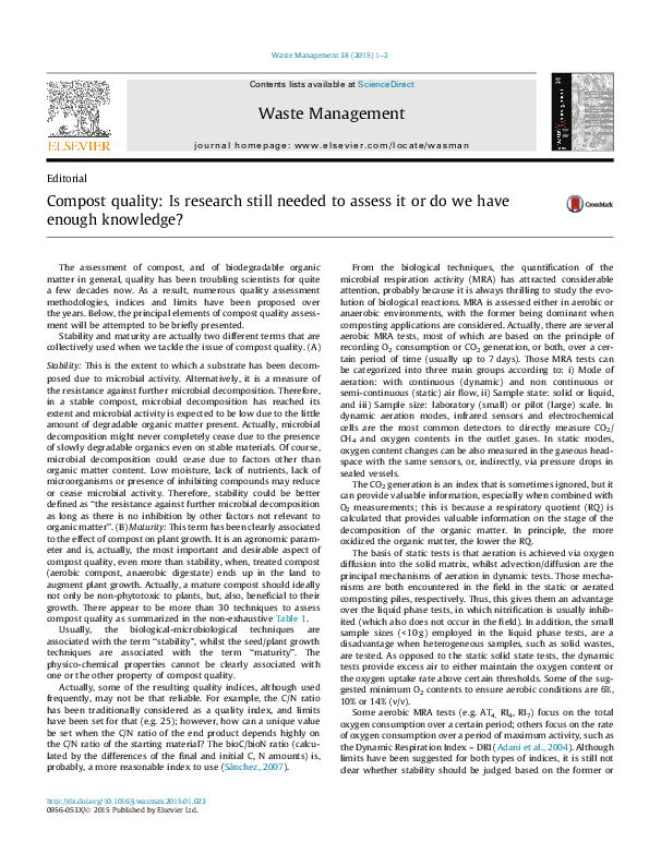 (PDF) Compost quality: Is research still needed to assess it or do we ...
