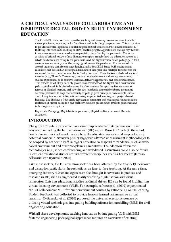 (PDF) A critical analysis of collaborative and disruptive digital ...