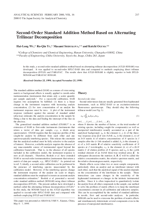 (PDF) Second-Order Standard Addition Method Based on Alternating ...