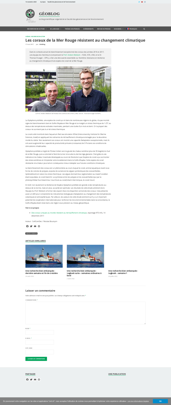 (PDF) Les coraux de la Mer Rouge résistent au changement climatique