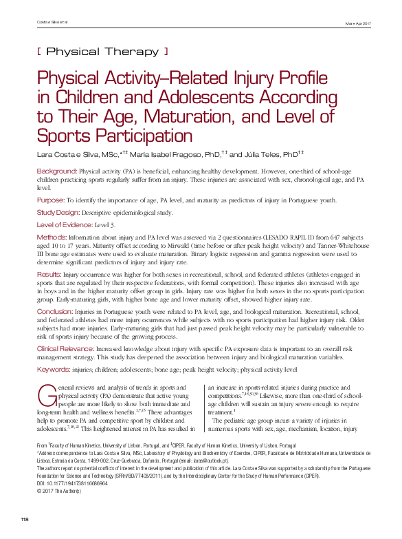 (PDF) Physical Activity–Related Injury Profile in Children and ...