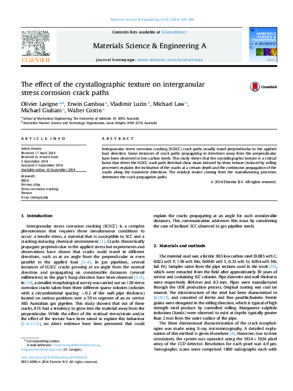 (PDF) The effect of the crystallographic texture on intergranular ...
