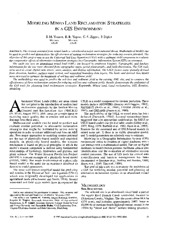 (PDF) Modeling Mined Land Reclamation Strategies in a GIS Environment - Land Reclamation Strategies